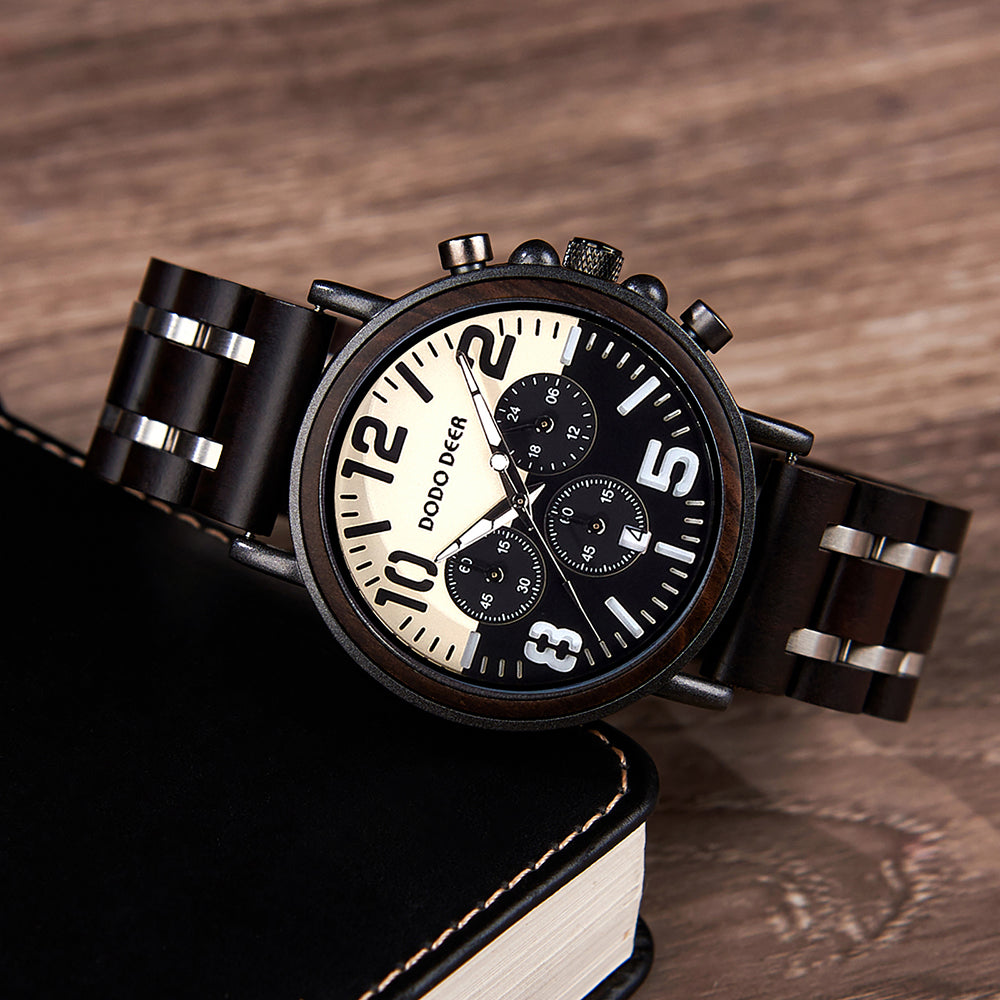 Dark Wooden Watch, Groomsmen Watch, Engraved Watches, Gift for Men