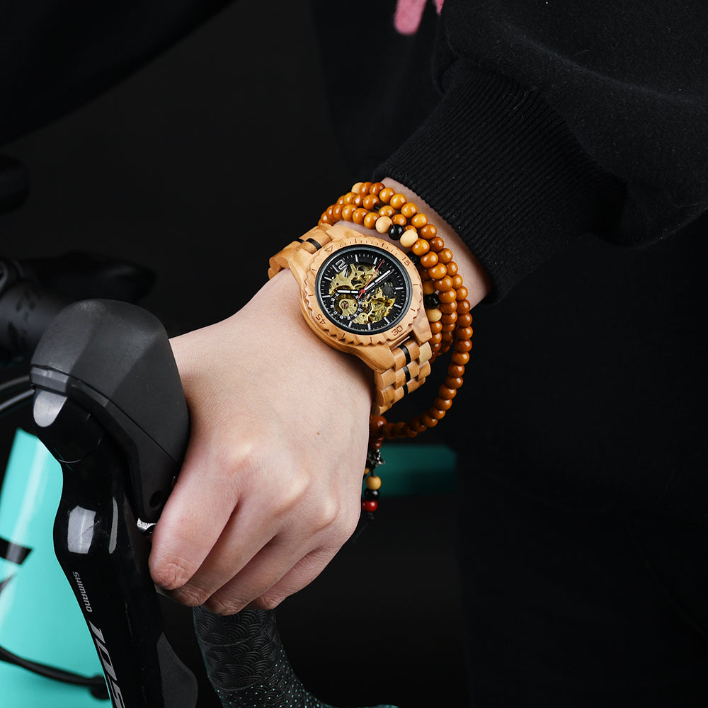 DODO DEER Automatic Olive Wood Watch for Lovers Ideal Gift for Wedding Graduation
