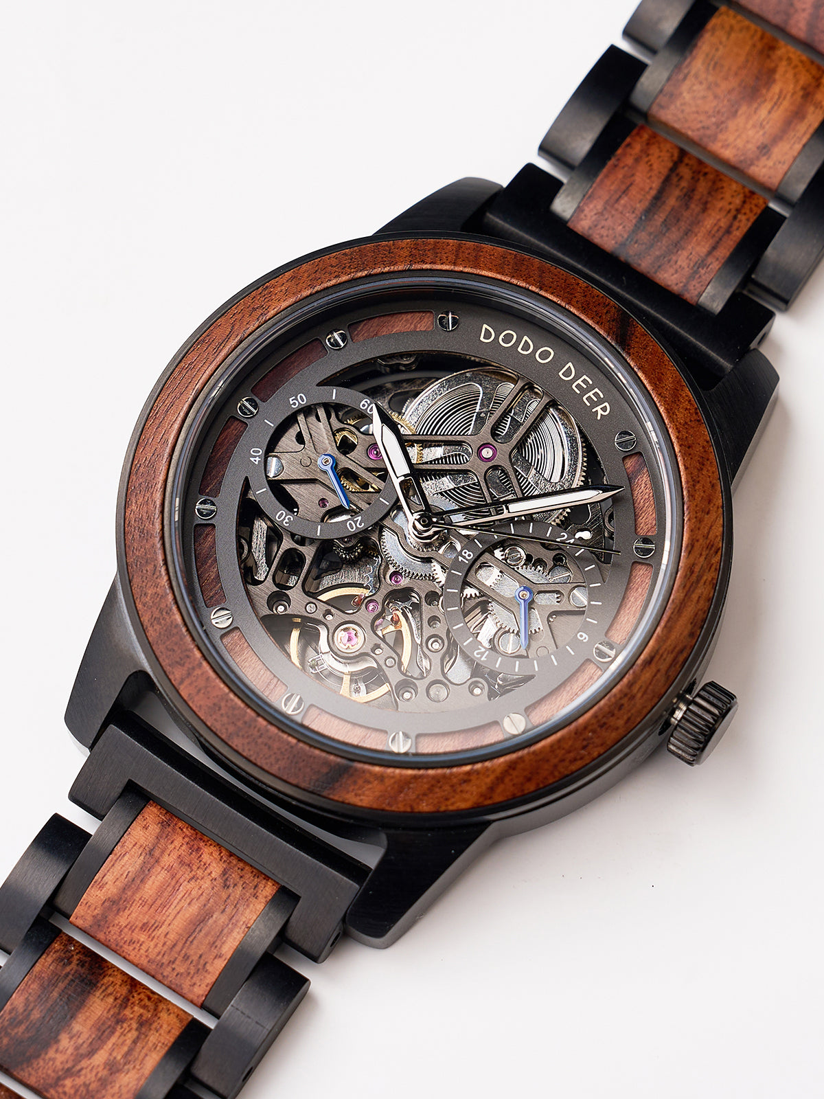 DODO DEER Mechanical Wooden Watch for Men Waterproof and Engraved Exquisite Wooden Box Packaging for Lovers' Gifts and Souvenirs