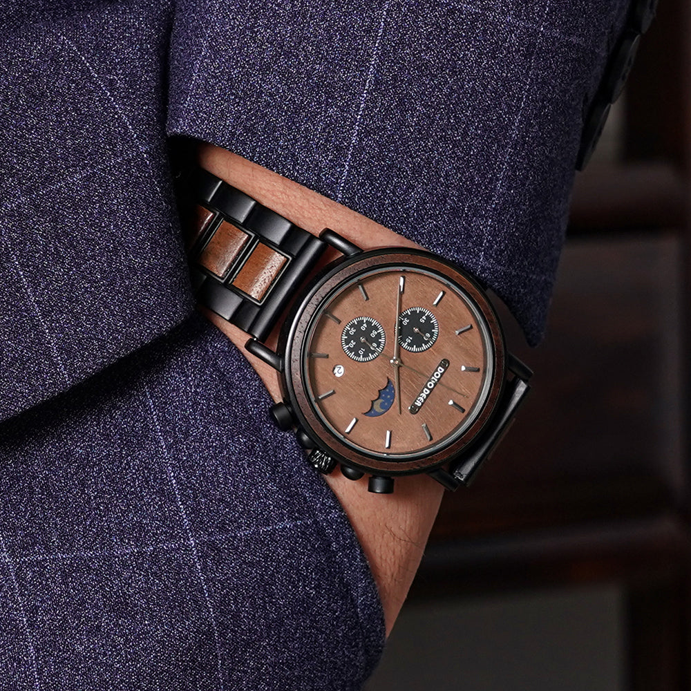 Custom Brand Clock Relogio Masculino chronograph wood watch