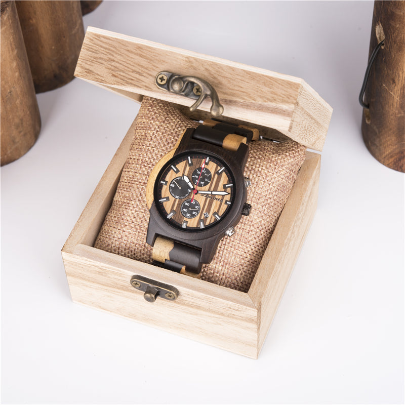 DODO DEER Eco-friendly Walnut and Apple Tree Wood Watch with 6 pointers