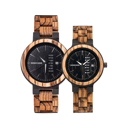 Ebony Wood Calendar Watch Stay Fine Watches for men and women