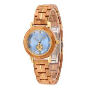 DODO DEER Japanese Movement Waterproof Gold Steel Olive Wood Women's Watch Personalized