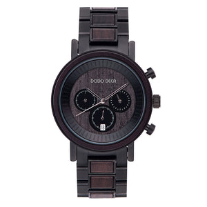 DODO DEER Stainless Steel Japanese Movement Wooden Watch Multi-function Waterproof Custom Name Perfect Anniversary/Birthday Present