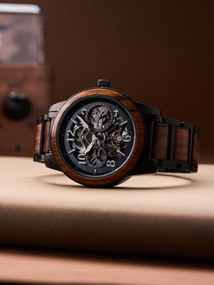 DODO DEER Custom Engraved Wooden Watch for Men – Marble Dial Waterproof Watch, Personalized Gift for Him