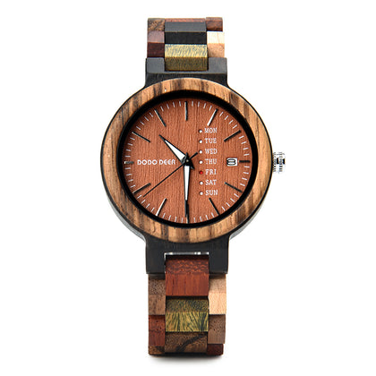 DODO DEER Custom Wood Watch for Lovers Engraved with Name or Date Vintage Wooden Design Ready-to-Gift Luxury Box