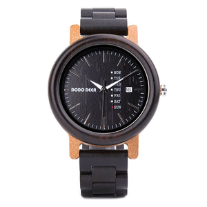 DODO DEER Black Sandal Wood Couple Watches for men and women