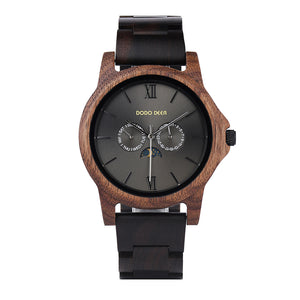 DODO DEER Engraved Walnut for Men Personalized Wooden Watch Day of the Week Comes in Deluxe Gift Packaging