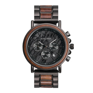 DODO DEER 2025 New Marble Dial Chronos Stainless Steel & Wood Watch with Timer Function