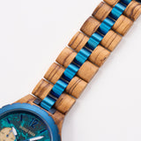 DODO DEER Custom Engraved Zebra Wood Watch Multi-Function Calendar Week Male Quartz Watch