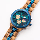 DODO DEER Custom Engraved Zebra Wood Watch Multi-Function Calendar Week Male Quartz Watch