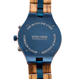 DODO DEER Custom Engraved Zebra Wood Watch Multi-Function Calendar Week Male Quartz Watch