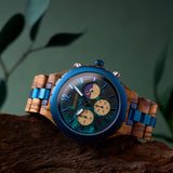 DODO DEER Custom Engraved Zebra Wood Watch Multi-Function Calendar Week Male Quartz Watch