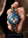 DODO DEER Custom Engraved Zebra Wood Watch Multi-Function Calendar Week Male Quartz Watch