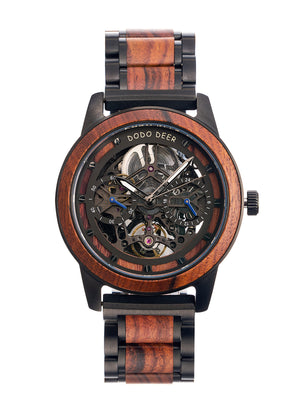 DODO DEER Mechanical Wooden Watch for Men Waterproof and Engraved Exquisite Wooden Box Packaging for Lovers' Gifts and Souvenirs