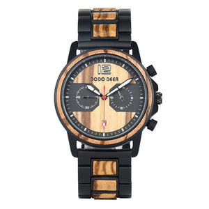 2023 DODO DEER Stainless Steel Zebra Wood Watch for Men