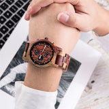 DODO DEER Eco-friendly Walnut and Apple Tree Wood Watch with 6 pointers