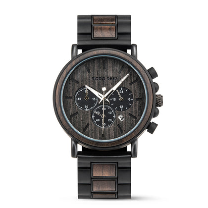 DODO DEER Luxury Wrist Watch Stainless Steel And Wood Timepiece for Men