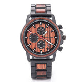 DODO DEER Luxury Men Business Quartz Calendar Rose Wood Watch