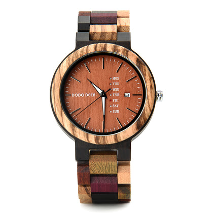 DODO DEER Custom Wood Watch for Lovers Engraved with Name or Date Vintage Wooden Design Ready-to-Gift Luxury Box