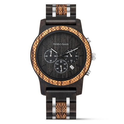 Multifunction Stop Watch Dropshipping Men's Wood Watch