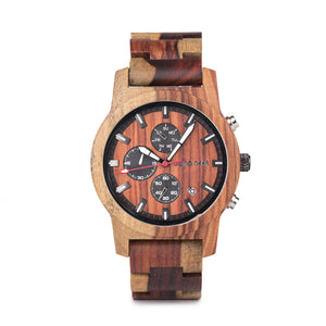 DODO DEER Eco-friendly Walnut and Apple Tree Wood Watch with 6 pointers