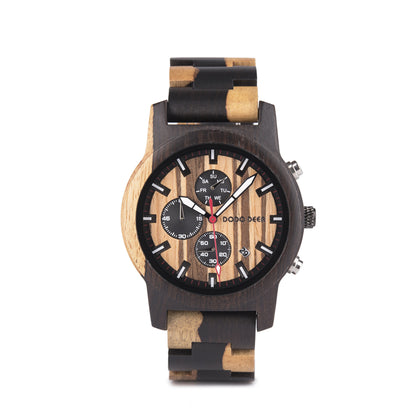 DODO DEER Eco-friendly Walnut and Apple Tree Wood Watch with 6 pointers