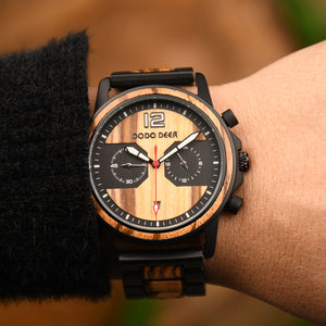 2023 DODO DEER Stainless Steel Zebra Wood Watch for Men